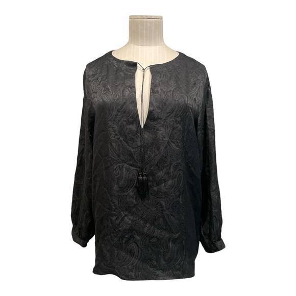 Nili Lotan Black Lucena Paisley-Print Silk Blouse Size XS - Picture 1 of 11